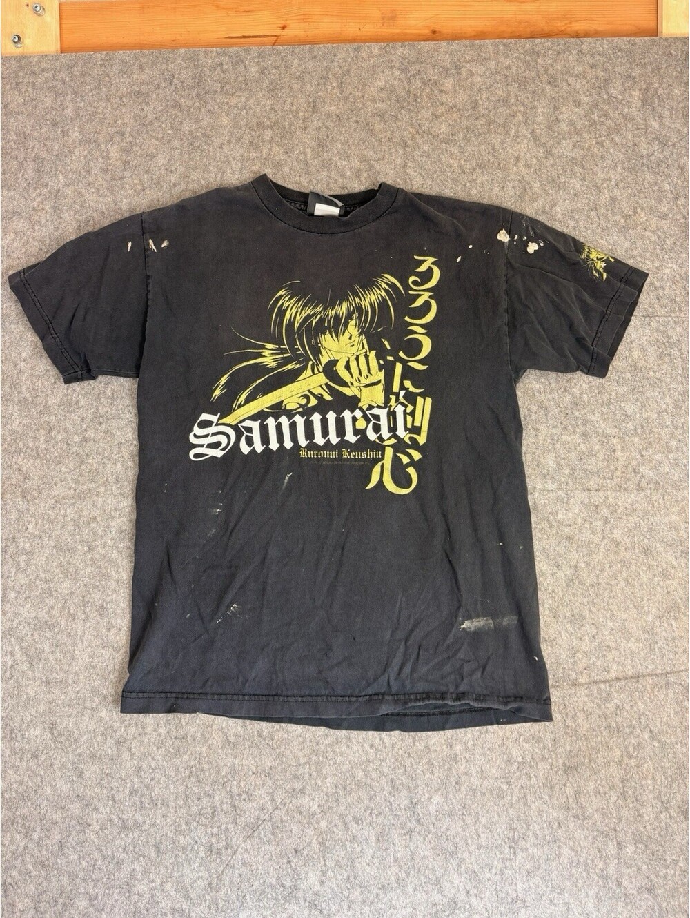 Vintage Rurouni Kenshin Samurai Shirt Size S/M Black Anime Manga Cartoon